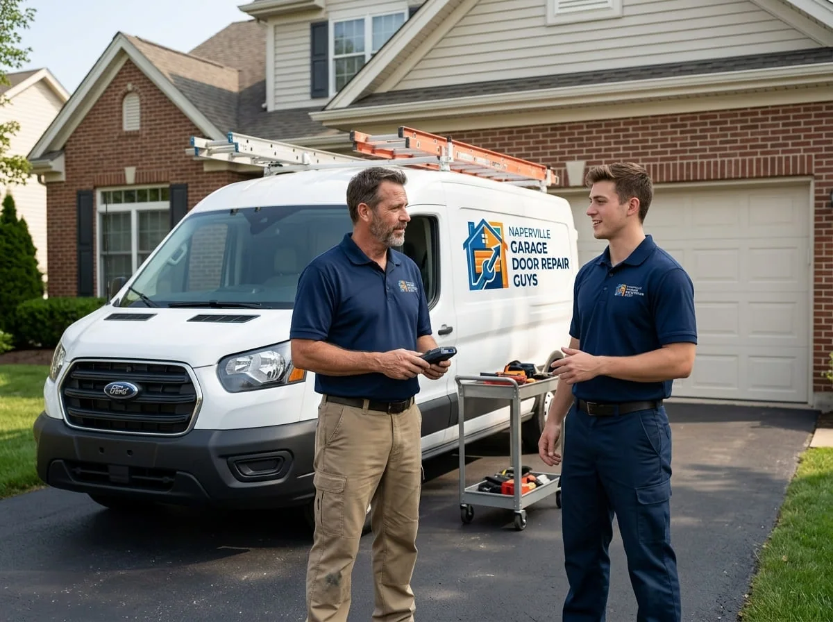 Garage Door Repair in Bolingbrook, IL Technician repairing a residential garage door in Bolingbrook, Illinois