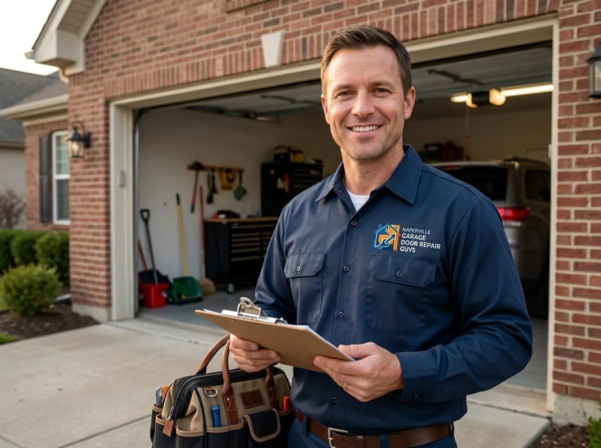 Garage door roller being realigned in its track by a technician