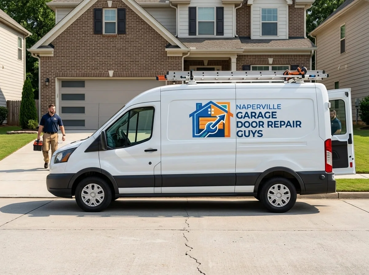 Close-up of a torsion spring being replaced on a garage door in Lisle, Illinois